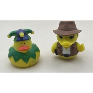 Mardi Gras Jester & Cowboy Rubber Duck Lot Novelty Bath Toy Desk Decor